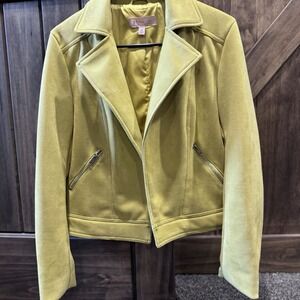 Philosophy Jacket Women's Faux Suede Moto Blazer S Zippers Size Small